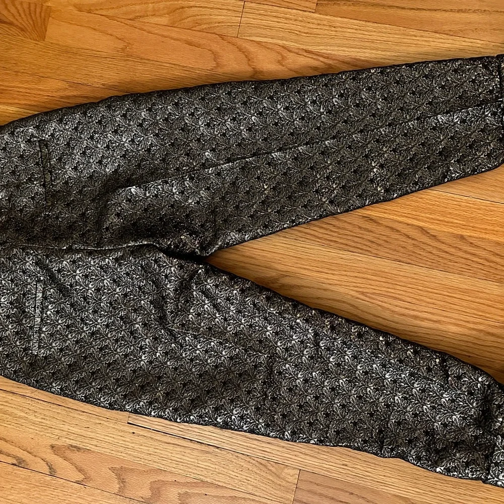 The Kooples Metallic Brocade Cropped Pants in Silver and Black - Picture 4 of 9